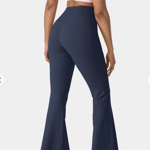 Crossover High Waisted Back Pocket Super Flare Leggings - Oceana L